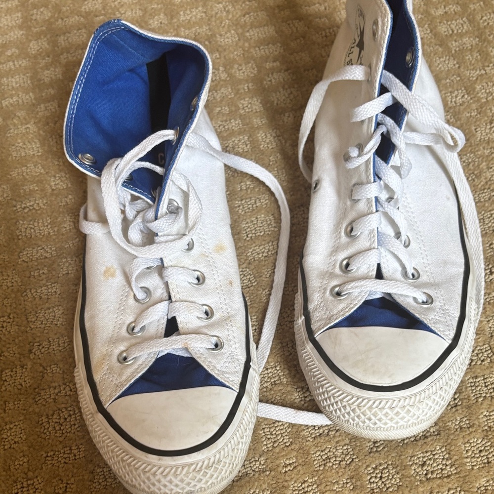Converse Kentucky High-Top Sneakers - White and Blue Accents - Picture 3 of 4